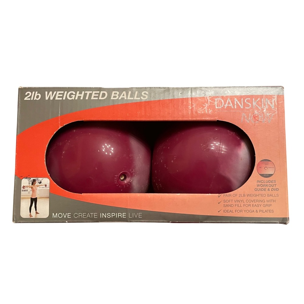 Danskin 2lb Weighted‎ Balls Pair Workout Exercise Yoga Pilates Sand Fill Vinyl